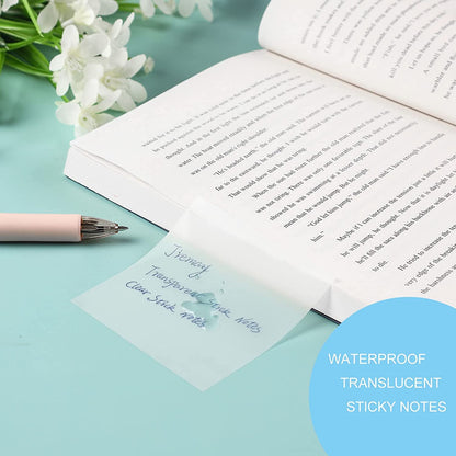 100pcs Transparent Sticky Notes Self-Stick Note Pads, Clear Notes 75mm*75mm Transparent Self Adhesive Removable Perfect for Studying and Writing in Text Books and Office