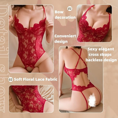 - Satohom Women Sexy Lingerie Lace Bodysuit | One Piece Floral Teddy Negligee -