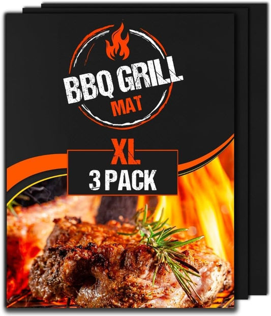 - Extra Large BBQ Grill Mat by Linda's Essentials | (3 Pack) | Reusable Non Stick Heat Resistant BBQ Mats -