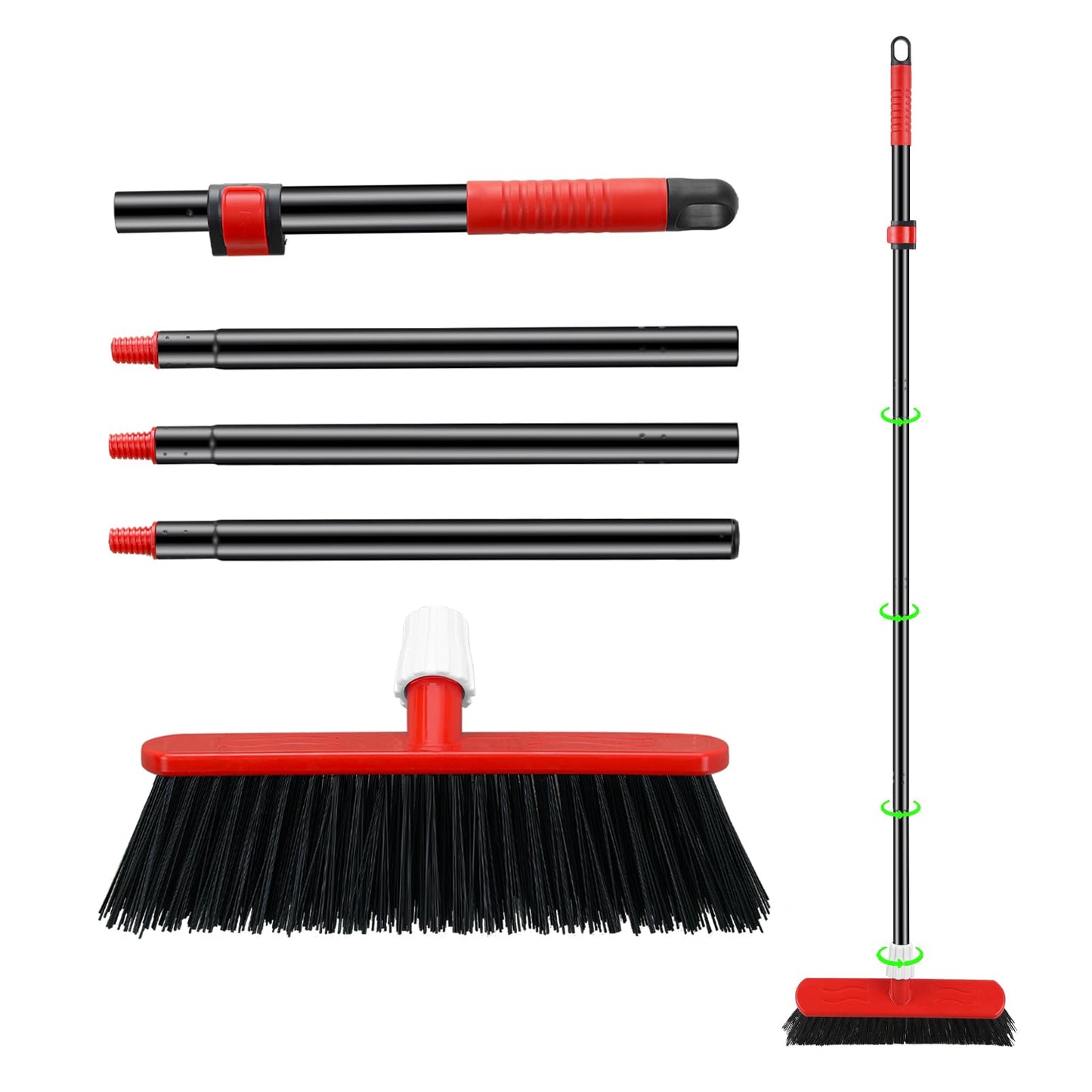 - Mitclear Yard Broom Heavy Duty with Long Handle | (57IN)  Garden Brush with Stiff Bristles -