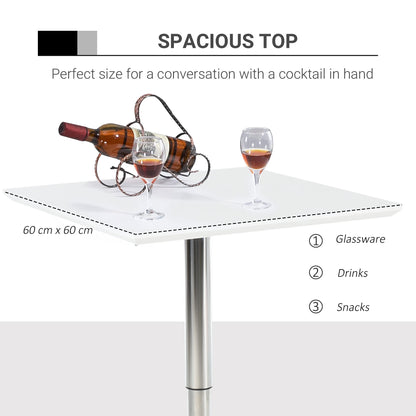 - HOMCOM Square Height Adjustable Bar Table Counter Pub Desk | With Metal Base For Home Bar -