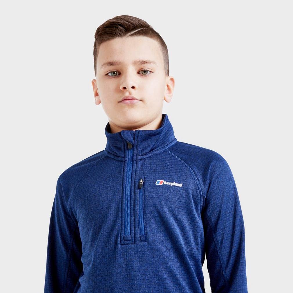 Berghaus Grid Kids' Fleece Top with Half-zip Fastening, Kids' Midlayer Fleece, Kids' Hiking & Outdoor Recreation (13 Years, Blue)