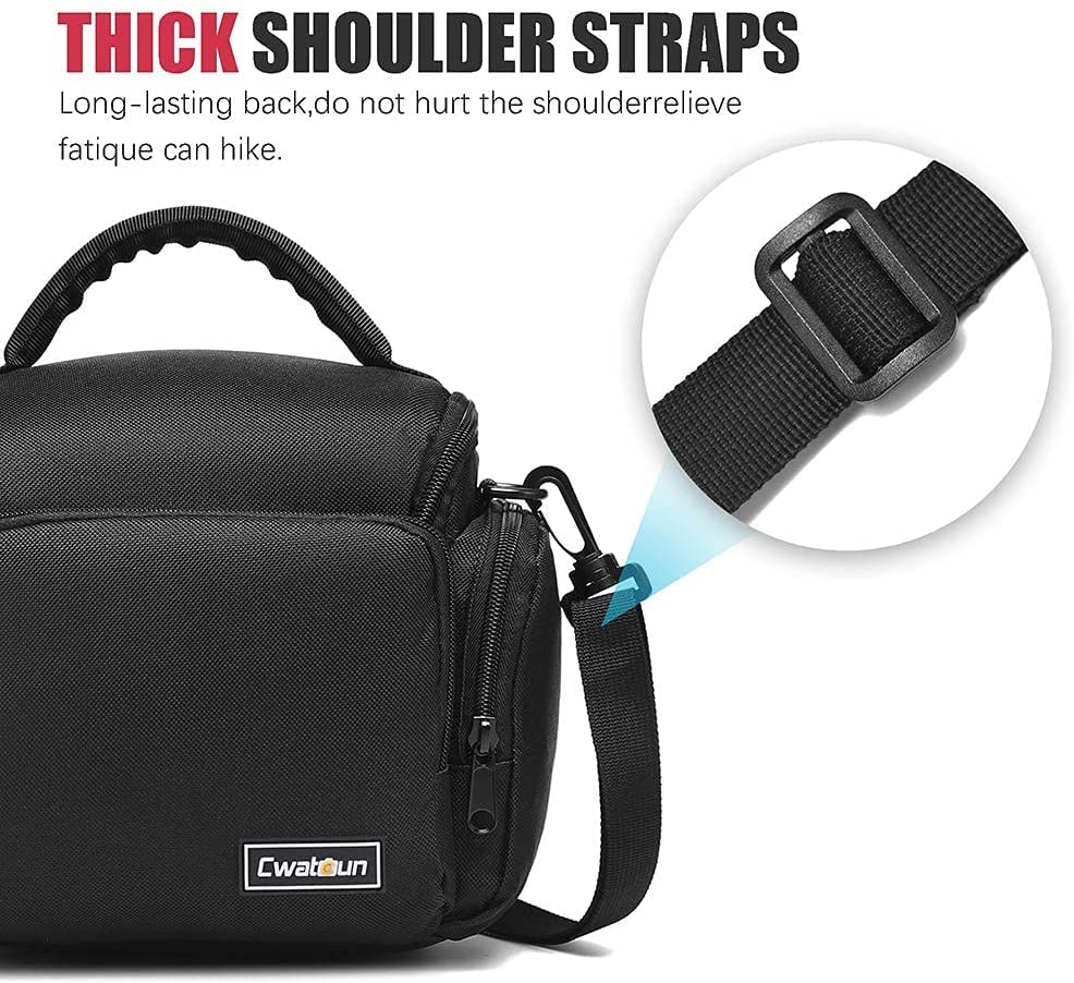 Cwatcun Camera Bag, Single Shoulder Camera Bag, Sling Crossbody Compact Camera Bag Case Compatible for Canon Nikon Sony SLR DSLR Mirrorless Cameras and Lenses Water Resistant Camera Bag Black Small