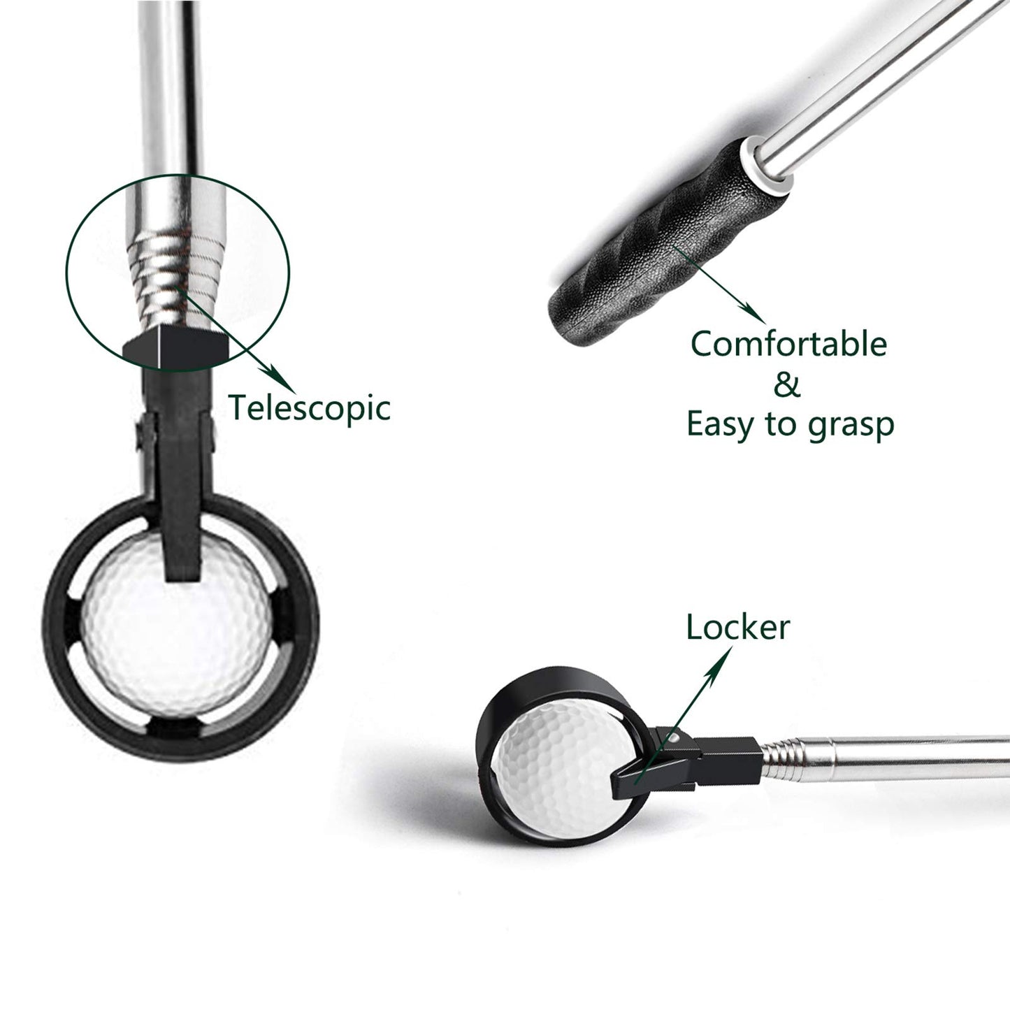 - Golf Ball Retriever | 9 ft Stainless Telescopic Golf Ball Retriever -