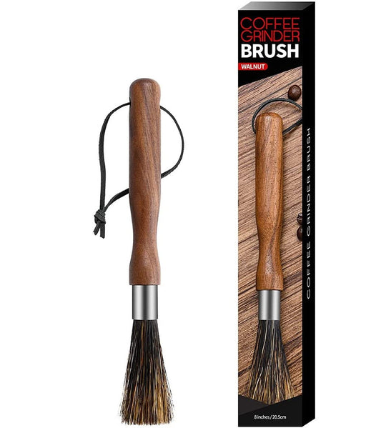 Coffee Grinder Cleaning Brush,Espresso Machine Cleaning Brush Natural Boar Bristles Walnut Handle with Lanyard, Coffee Tool for Barista Home Kitchen