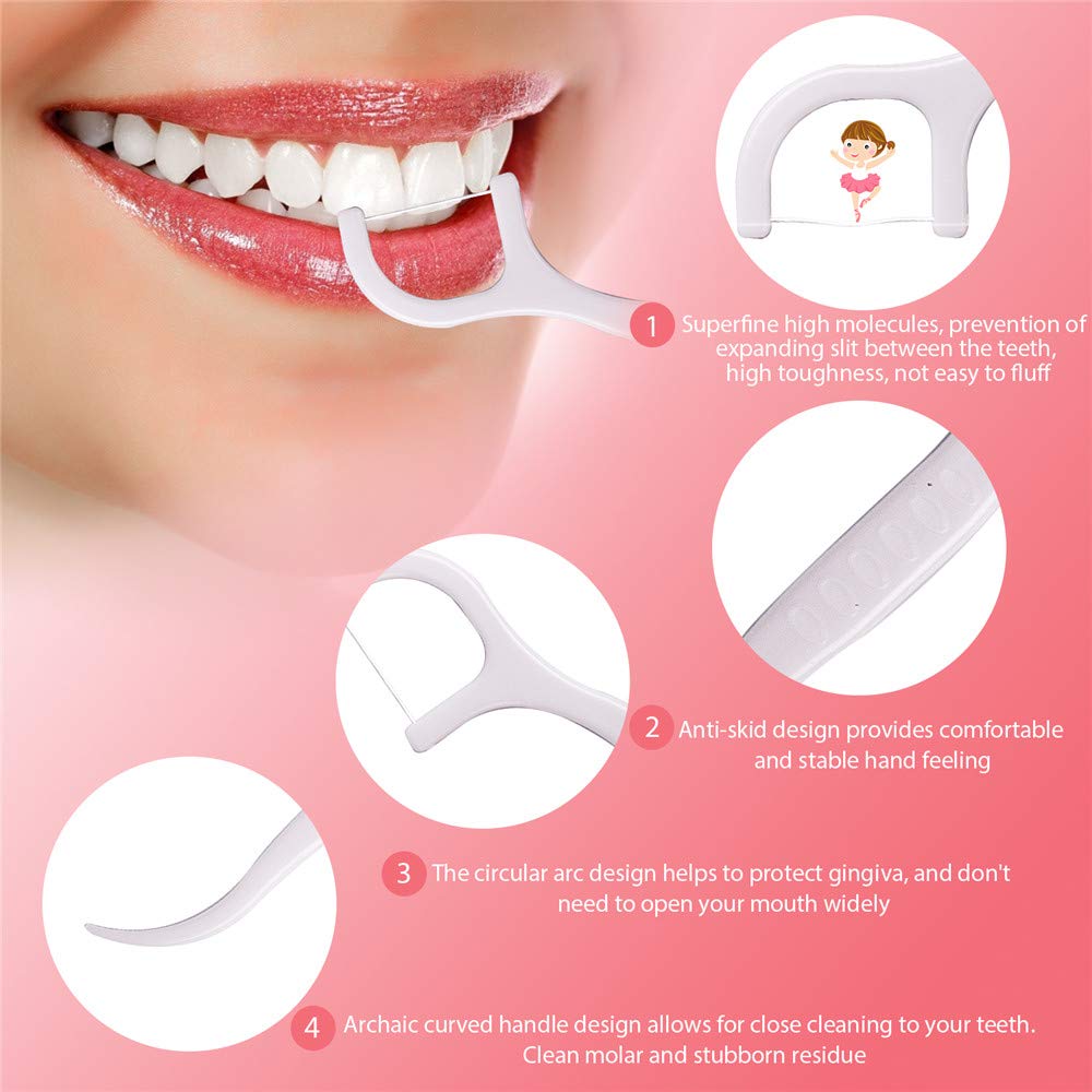 Cupinyo Dental Floss Sticks -300pcs Floss Picks, Floss Sticks Dental, Toothpicks, Teeth Cleaning, Thin Floss, to Protect The Gap Does Not Grow