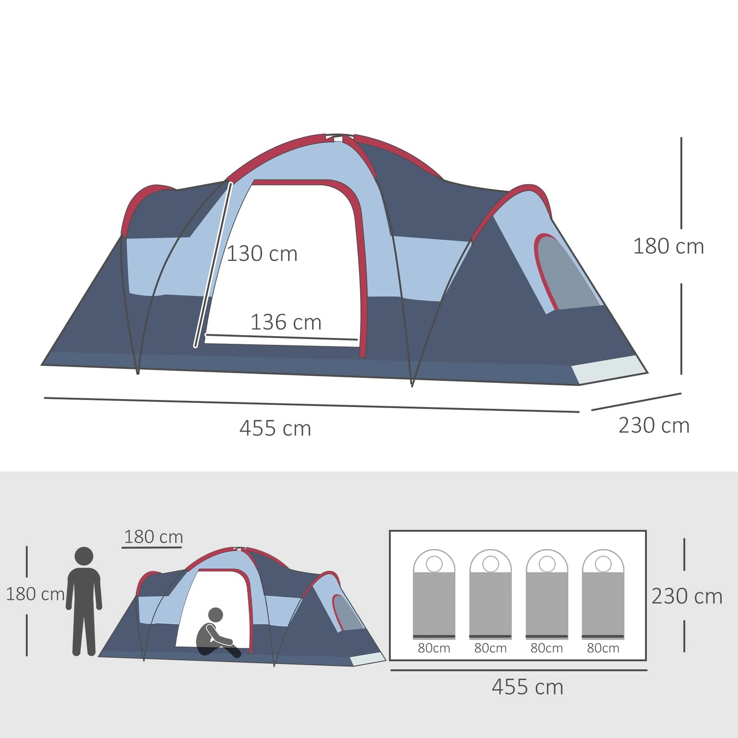- Outsunny 5-6 Man Dome | Camping Tent | Hiking Shelter -