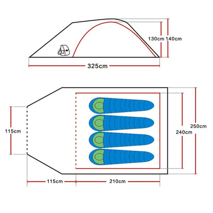 - SAFACUS 3-4 Person Dome Camping Tent | Double layer | Full Waterproof Holiday Family 3 to 4 Man Tent | Blue -