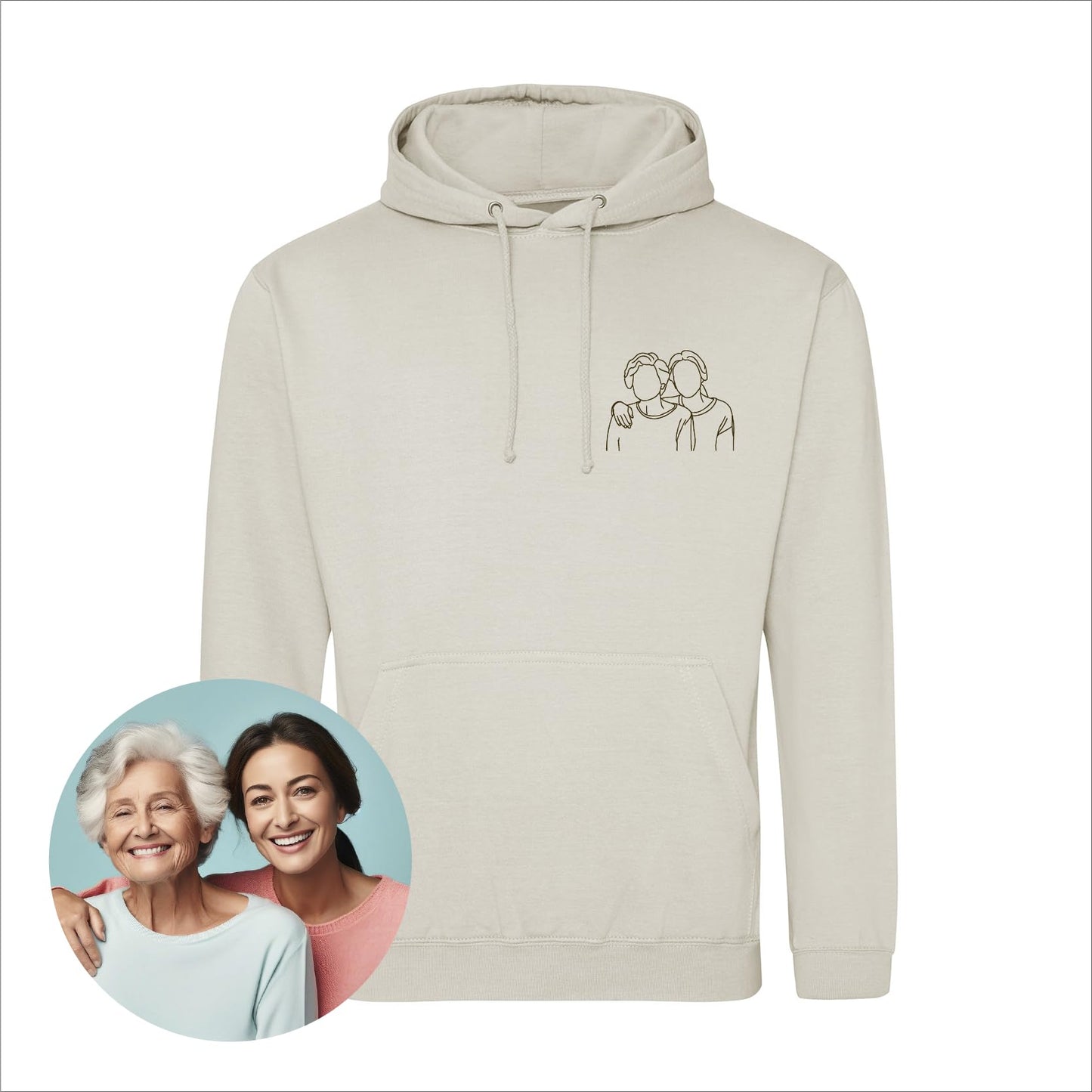 Custom Embroidered Portrait From Photo To Shirt, Outline Photo Sweatshirt, Custom Photo, Custom Portrait, Couple Hoodie,