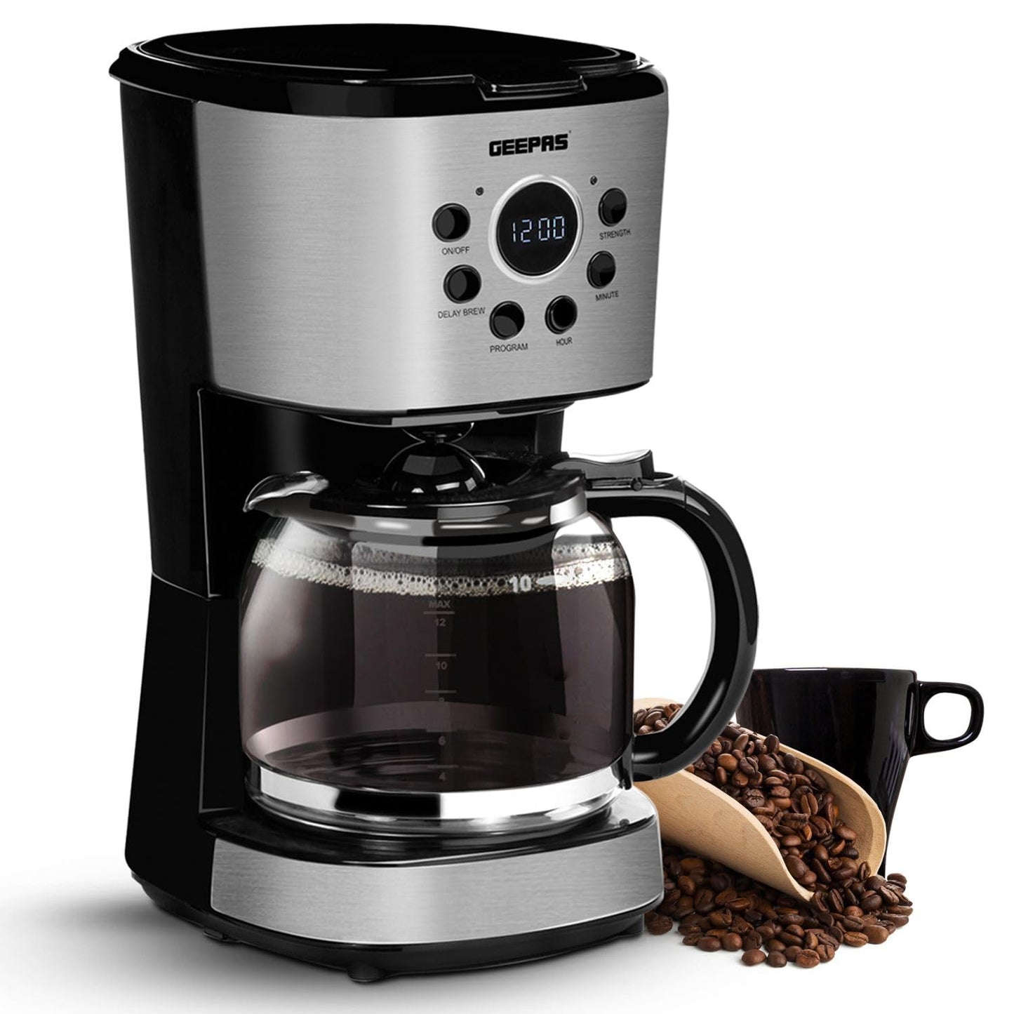 - GEEPAS 1.5L Filter Coffee Machine | 900W Programmable Drip Coffee Maker for Instant Coffee Espresso Macchiato -
