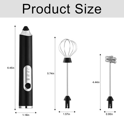- FIOUSY Handheld Electric Milk Frother With 2 Heads | Coffee Whisk Foam Mixer with USB Rechargeable | 3 Speeds -