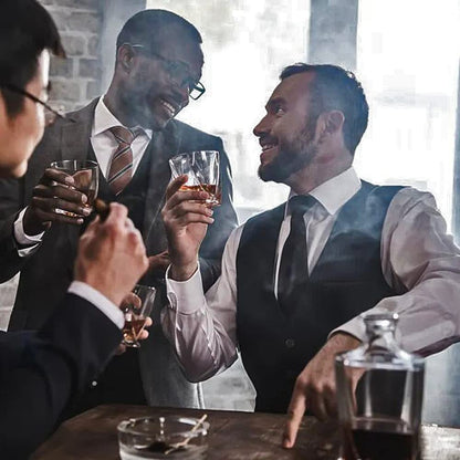 - FLOW Barware Deluxe Whiskey Decanter and Glass Set | Twist Design Decanter Set & 2 Whiskey Glasses with 6 Granite Whiskey Stones | Whisky Decanter Gift Set -