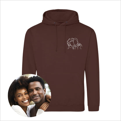 Custom Embroidered Portrait From Photo To Shirt, Outline Photo Sweatshirt, Custom Photo, Custom Portrait, Couple Hoodie,