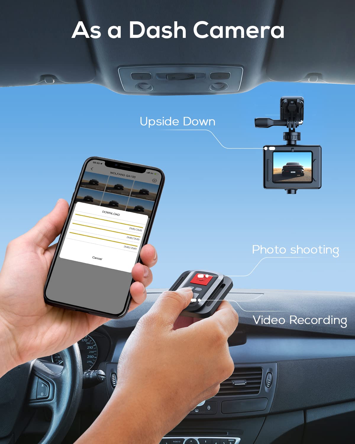 - WOLFANG Action Camera 4K 20MP GA100, Waterproof 40M Underwater Camera