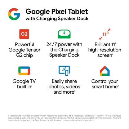 - Google Pixel Tablet with Charging Speaker Dock | (11 Inch Display, 128 GB Storage, Android, 8 GB RAM) | Porcelain -