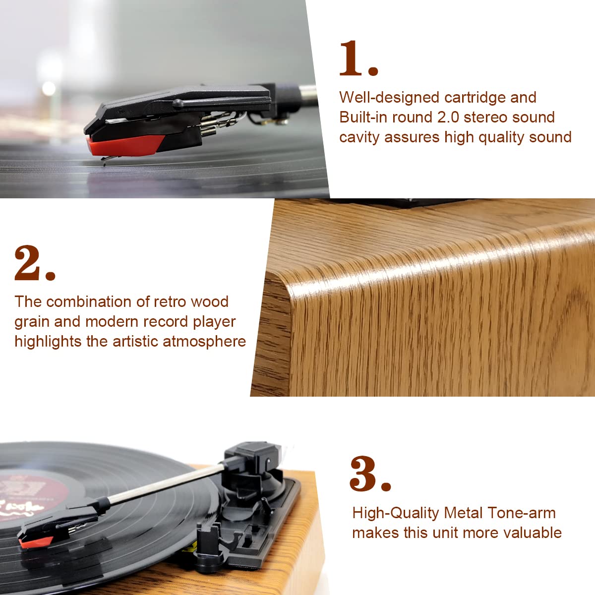- Record Player | FYDEE Vinyl Record Player with Speakers | Vintage Turntable -