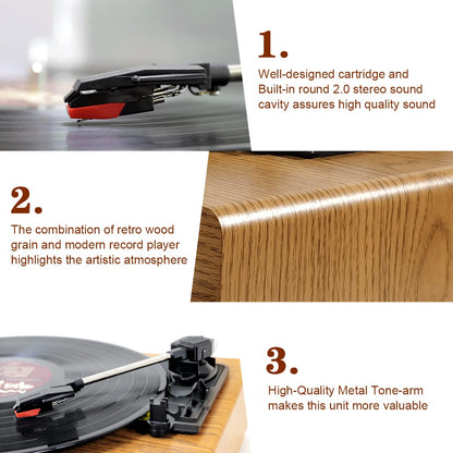 - Record Player | FYDEE Vinyl Record Player with Speakers | Vintage Turntable -
