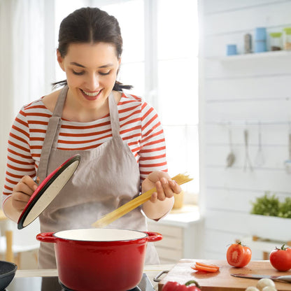 COOKWIN Cast Iron Dutch Oven,3 L Enamel Coated Cookware Pot with Self Basting Lid, Ideal for Family, Cerise