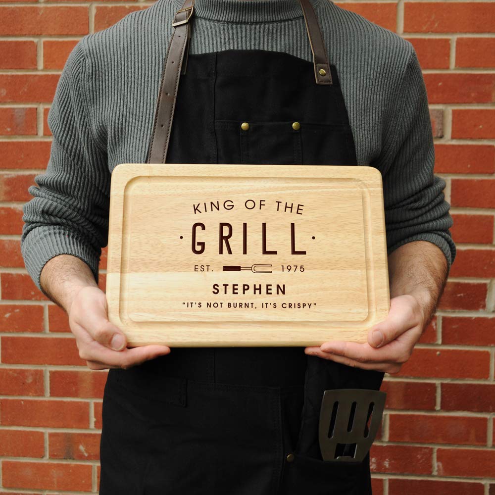 - eBuyGB King of The Grill Rectangle Chopping Board | Personalised Cutting Board | Meat Serving Board -