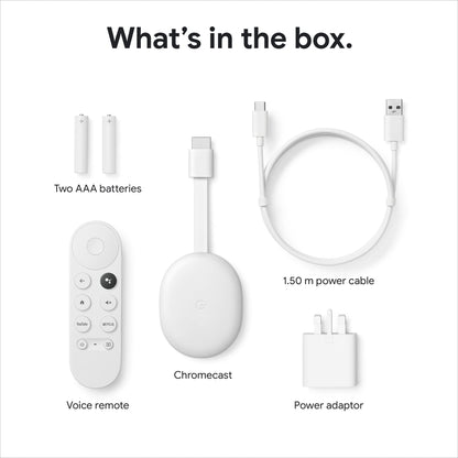 Chromecast with Google TV (HD) Snow – Streaming entertainment on your TV with voice search remote – Watch movies, shows, Netflix, NOWTV and more