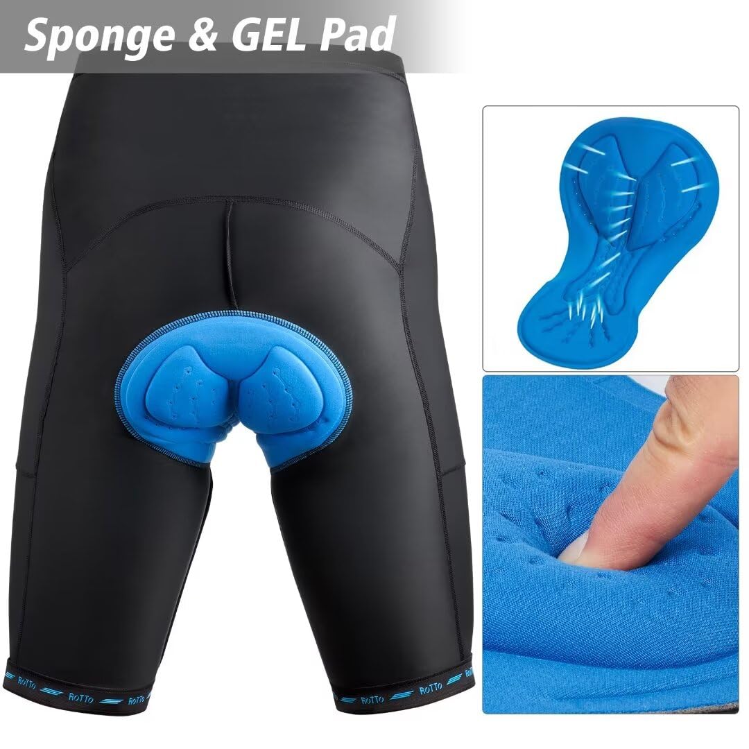 - ROTTO Cycling Shorts | Mens Padded Bike Shorts Cycle Shorts | Gel & Sponge Padding -