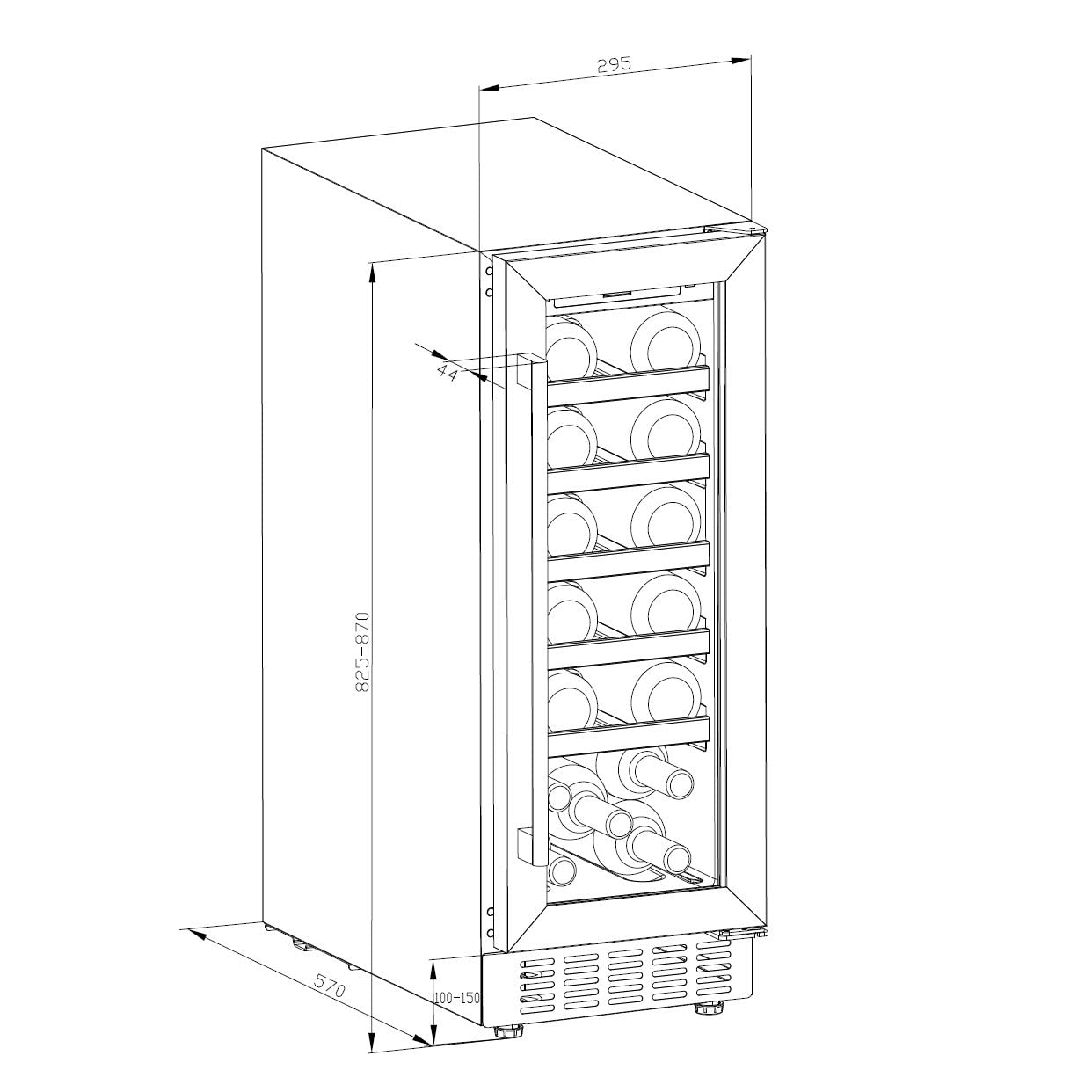 Cookology CWC300SS Freestanding Undercounter Fridge Cabinet 30cm Wine Cooler, 20 Bottle, 60 Litre Capacity, with Digital Temperature Control and Reversible Door - in Stainless Steel