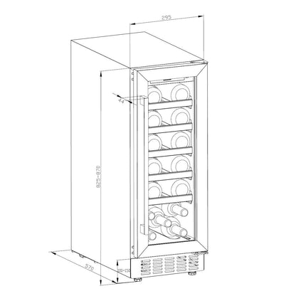 Cookology CWC300SS Freestanding Undercounter Fridge Cabinet 30cm Wine Cooler, 20 Bottle, 60 Litre Capacity, with Digital Temperature Control and Reversible Door - in Stainless Steel