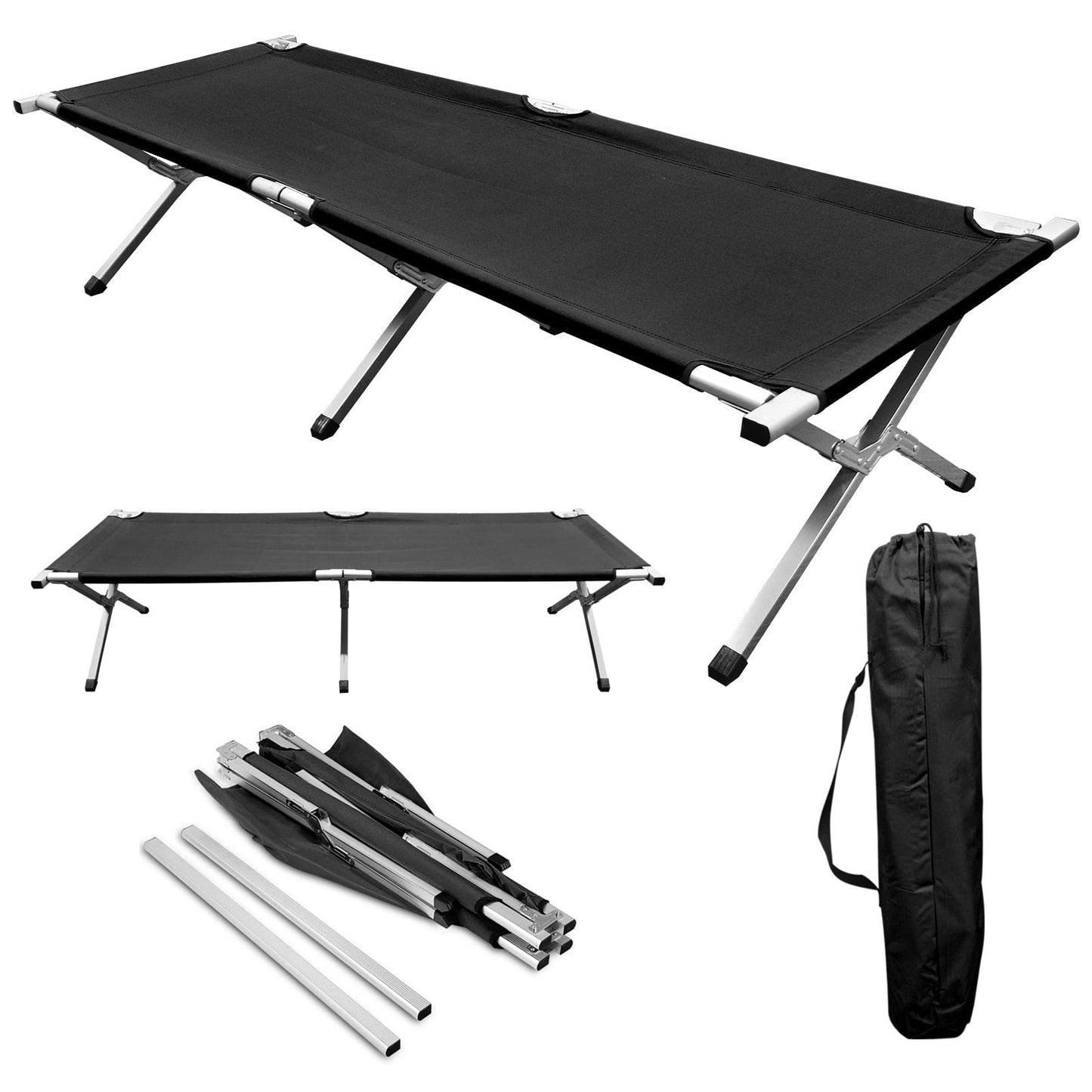 Albert Austin Folding Camping Bed – Portable Camp Bed, Camp Cot, Camping Folding Bed for Adults, Heavy Duty Office Outdoor Fold Up Travel Bed Single with Carry Bag