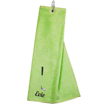Always Looking Good Personalised Tri Fold Golf Towel with Name Luxury Velour 50cm x 40cm Custom Towel with Carabiner Clip Gift- Golf Gifts for men and women (Light Green)