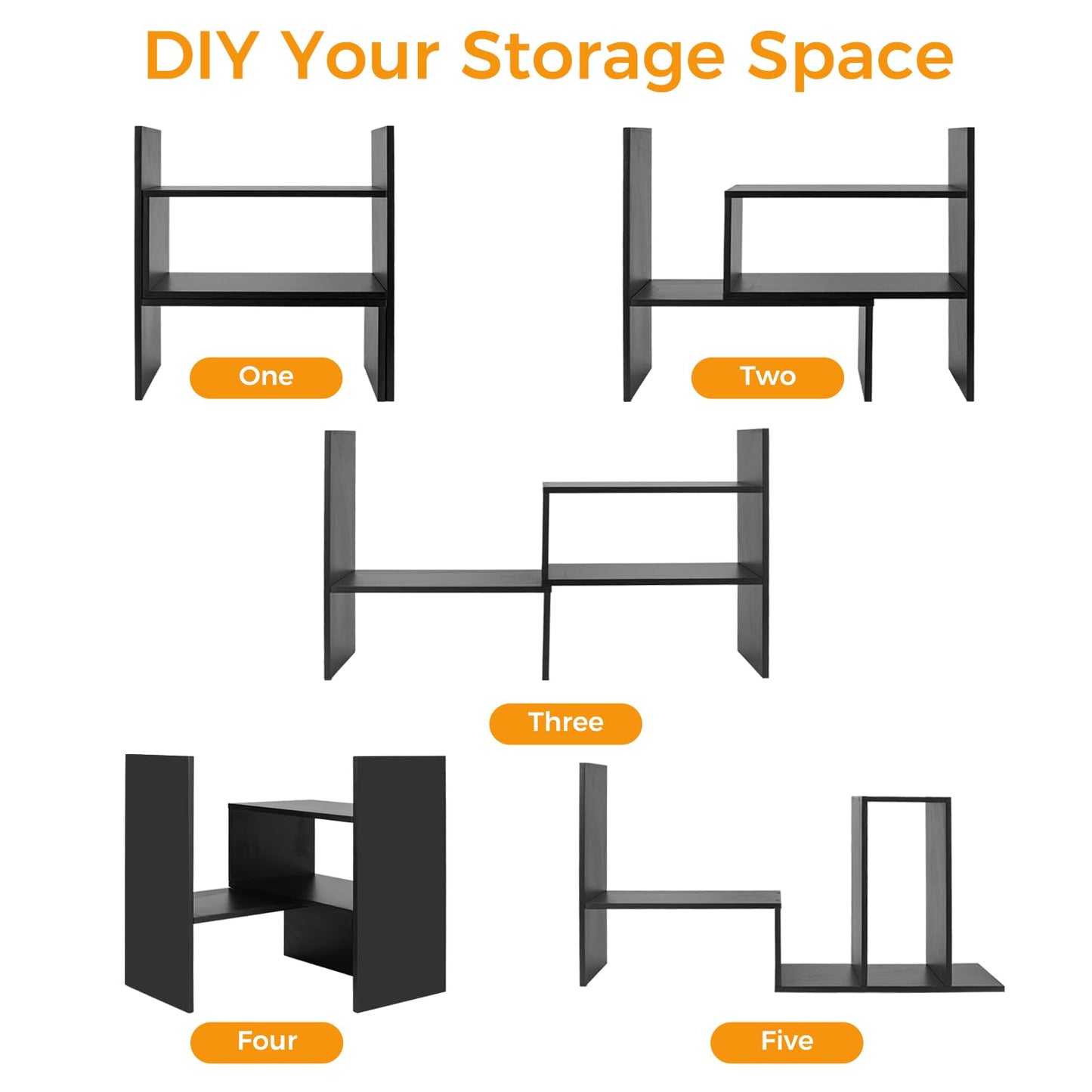 - Esilihom Desktop Organizer Office Storage Rack | Adjustable Bookshelf Display Shelf -