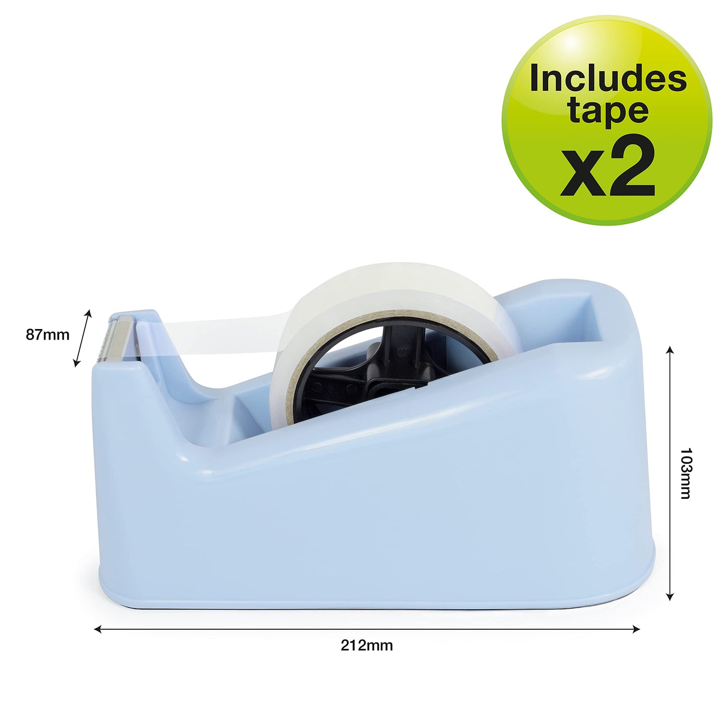 - Rapesco 1488 500 Heavy Duty Tape Dispenser | 2 Tape Rolls | Powder Blue -