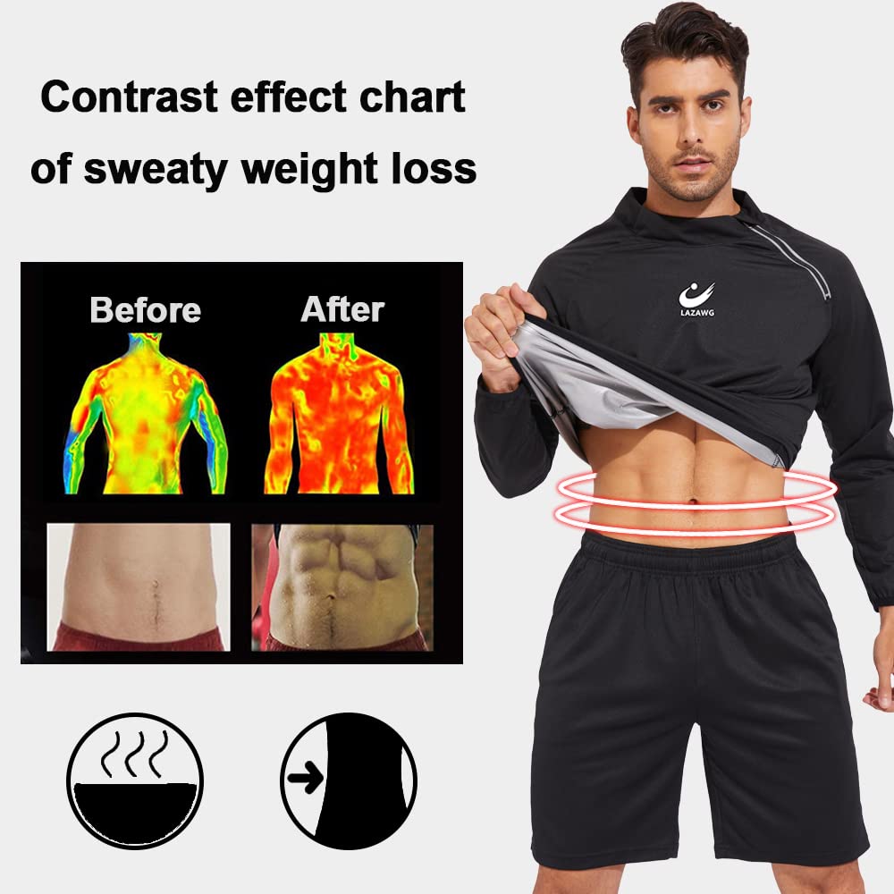 - LAZAWG Sauna Jacket | Long Sleeves | Short Side Zip | Sauna Suit -