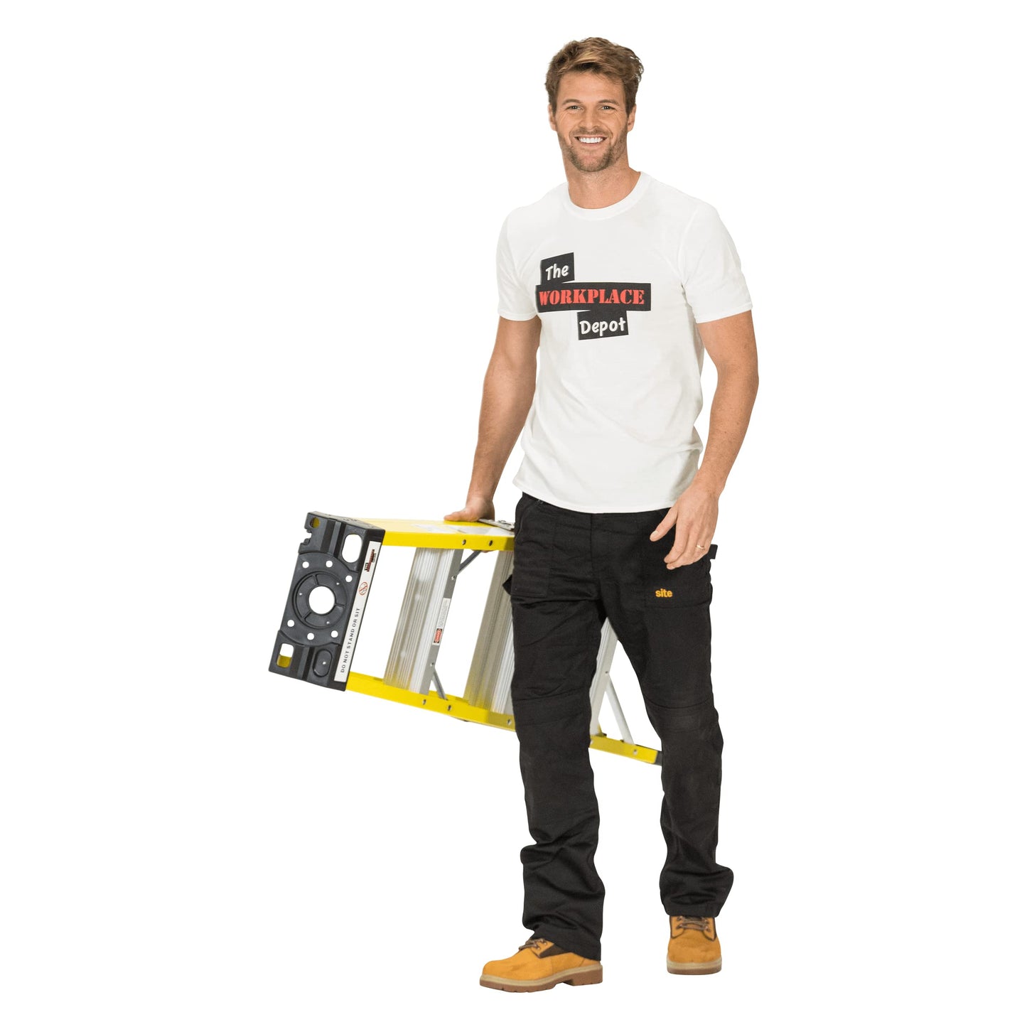 4 Tread Small Fibreglass Step Ladder, Heavy Duty EN131, Weather Proof Stepladder for Painting, Decorating & Electricians Yellow