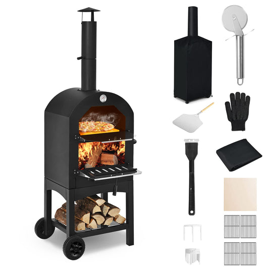 - TANGZON Outdoor Pizza Oven | Wood-fired Pizza Maker | Pizza Stone | Waterproof Cover -