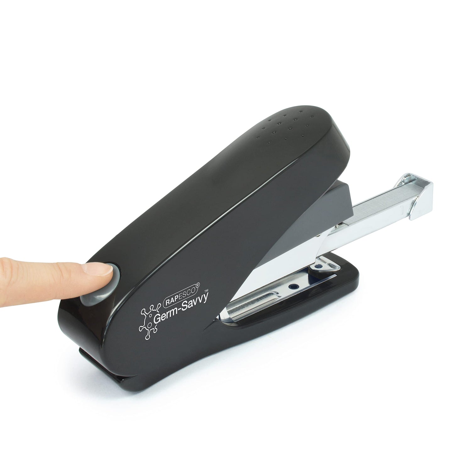 - Rapesco 1466 Germ-Savvy Antibacterial | ECO Luna Less Effort Stapler | 2000 Staples | 50 Sheet Capacity | Black -