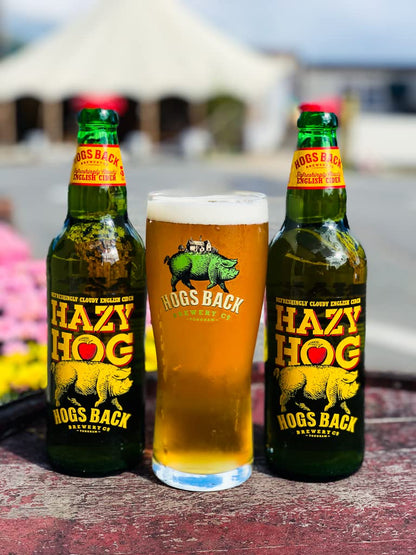 - HOGS BACK BREWERY Bottle Cider Gift Set with Cider Glass | Hazy Hog Cider | 5% | 2 x 500ml Bottles -