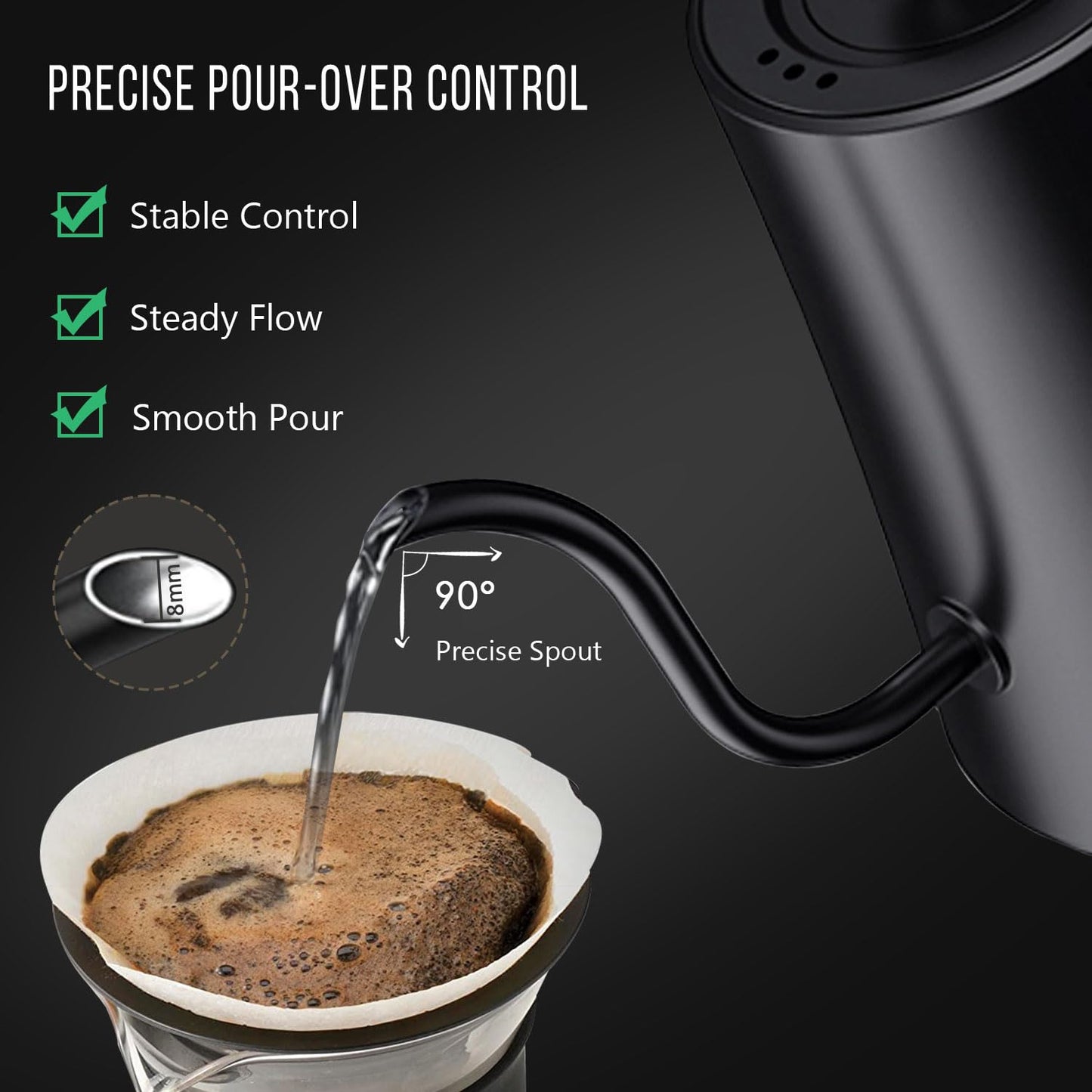 - TEEUCNY Gooseneck Electric Kettle | Pour Over Kettle for Coffee and Tea |  Stainless Steel | Quick Heat | 1L -