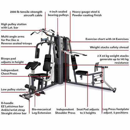 - Marcy GS99 Dual Stack Home Gym | (Leg Press, 2 Users) | 2 x 65 kg -