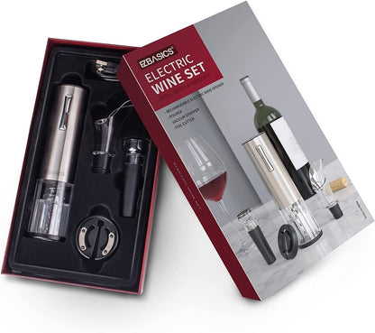 - EZBASICS Electric Wine Bottle Opener kit | Rechargeable Automatic Corkscrew -
