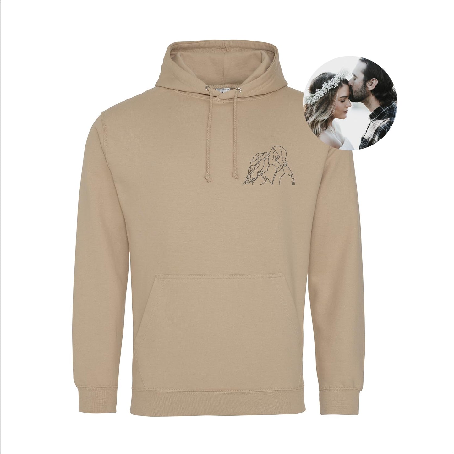 Custom Embroidered Portrait From Photo To Shirt, Outline Photo Sweatshirt, Custom Photo, Custom Portrait, Couple Hoodie,