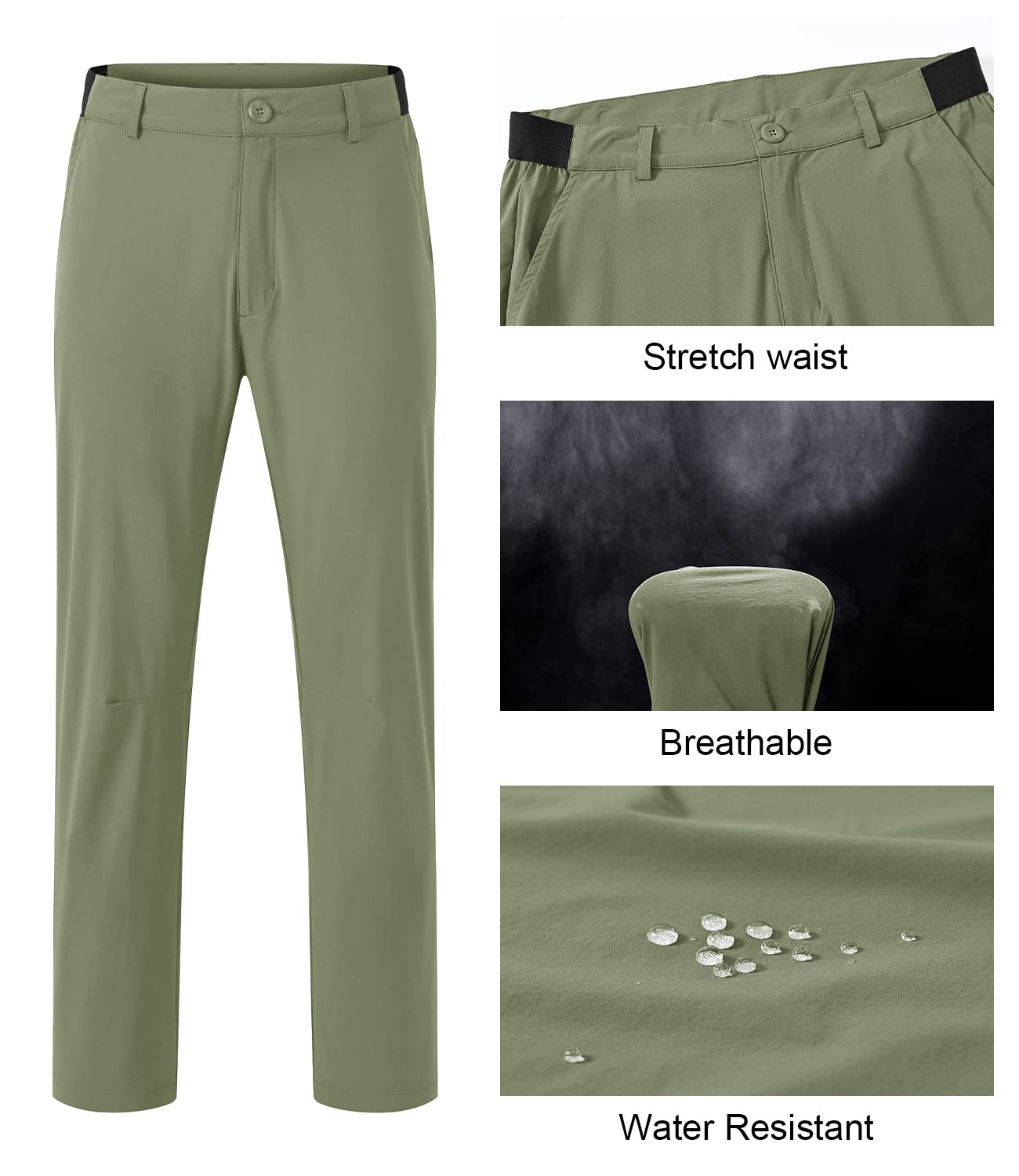 - donhobo Men's Stretch Golf Pants | Men's Outdoor Trousers | Lightweight Quick Dry Elastic Waist Casual Hiking Pants -