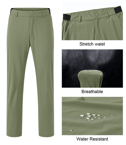 - donhobo Men's Stretch Golf Pants | Men's Outdoor Trousers | Lightweight Quick Dry Elastic Waist Casual Hiking Pants -