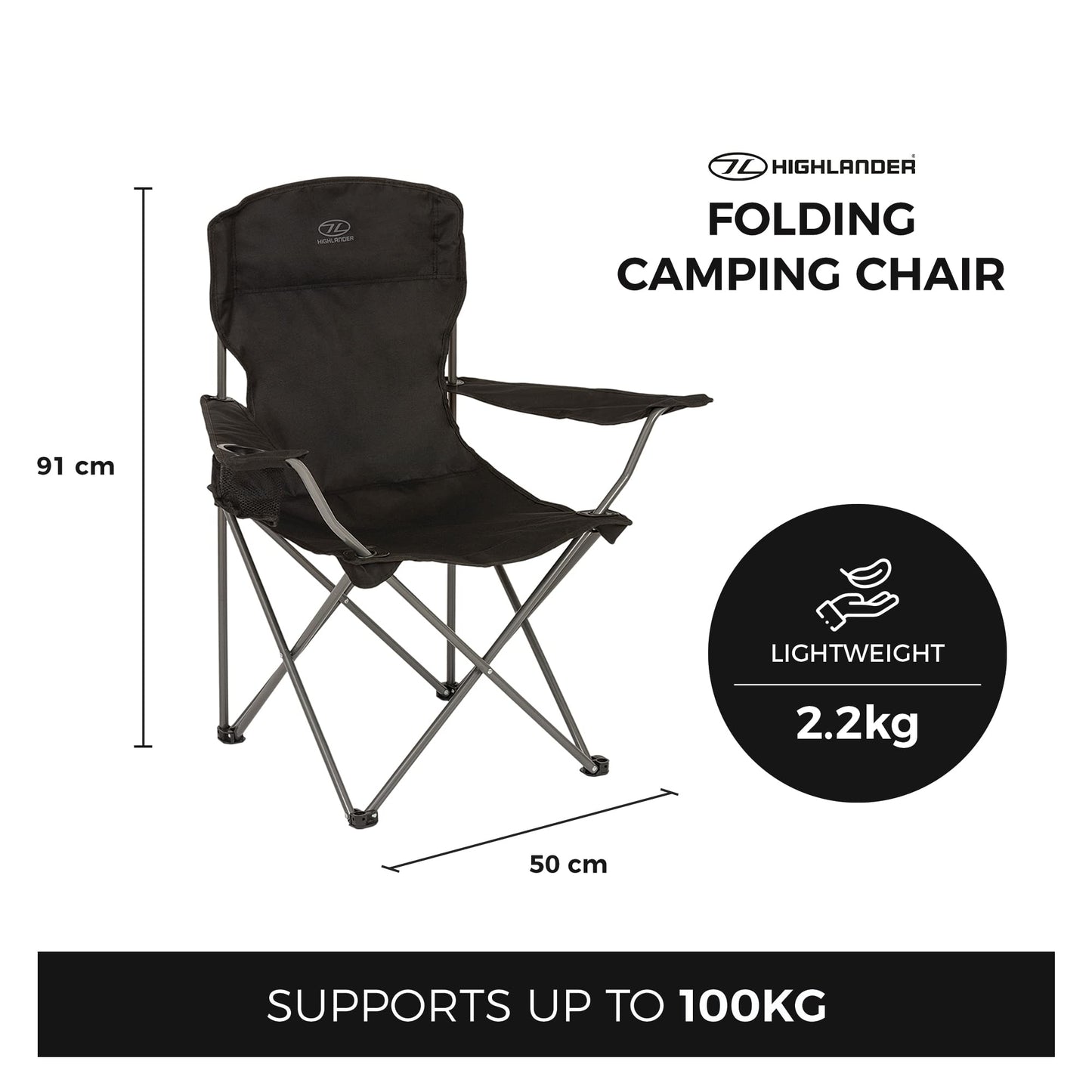 - Highlander Camping Chair | Compact & Lightweight Folding Chair | 2.2kg | Portable Chair for Outdoors -