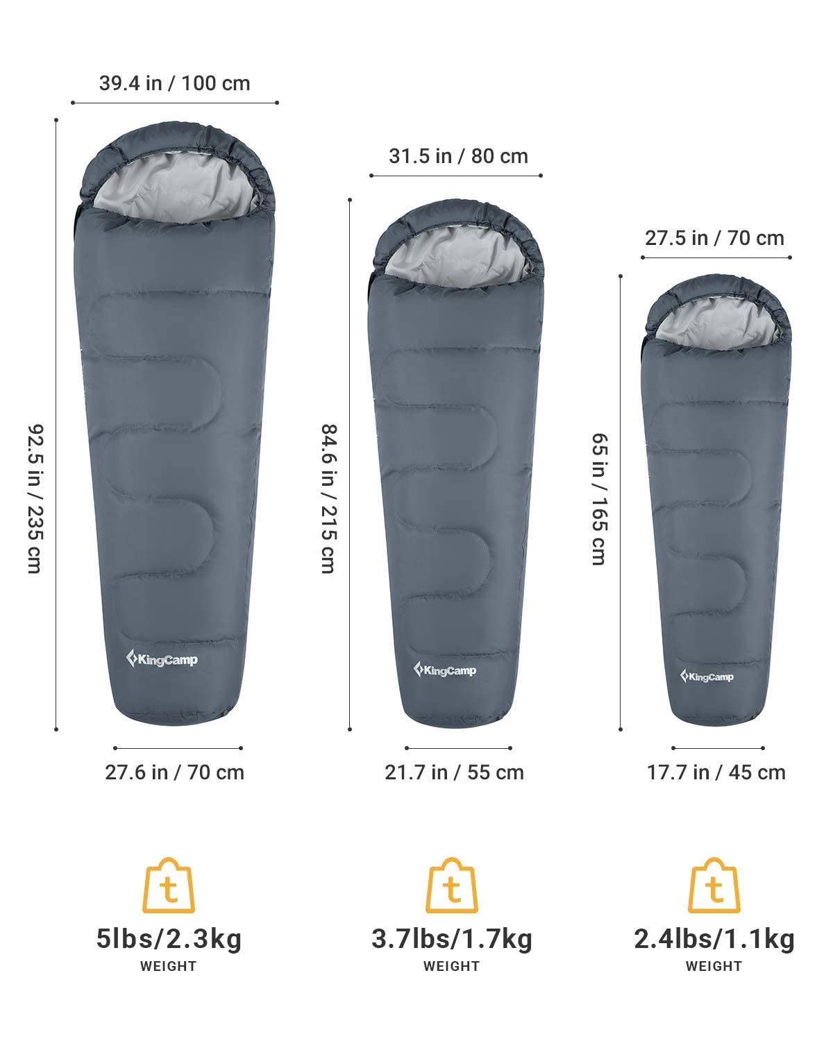 - KingCamp Kids Sleeping Bag | 3-4 Seasons Compact Warm Soft Portable Double Layer -