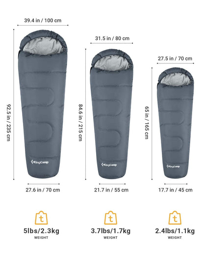 - KingCamp Kids Sleeping Bag | 3-4 Seasons Compact Warm Soft Portable Double Layer -