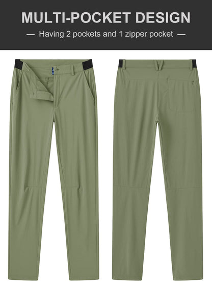 - donhobo Men's Stretch Golf Pants | Men's Outdoor Trousers | Lightweight Quick Dry Elastic Waist Casual Hiking Pants -
