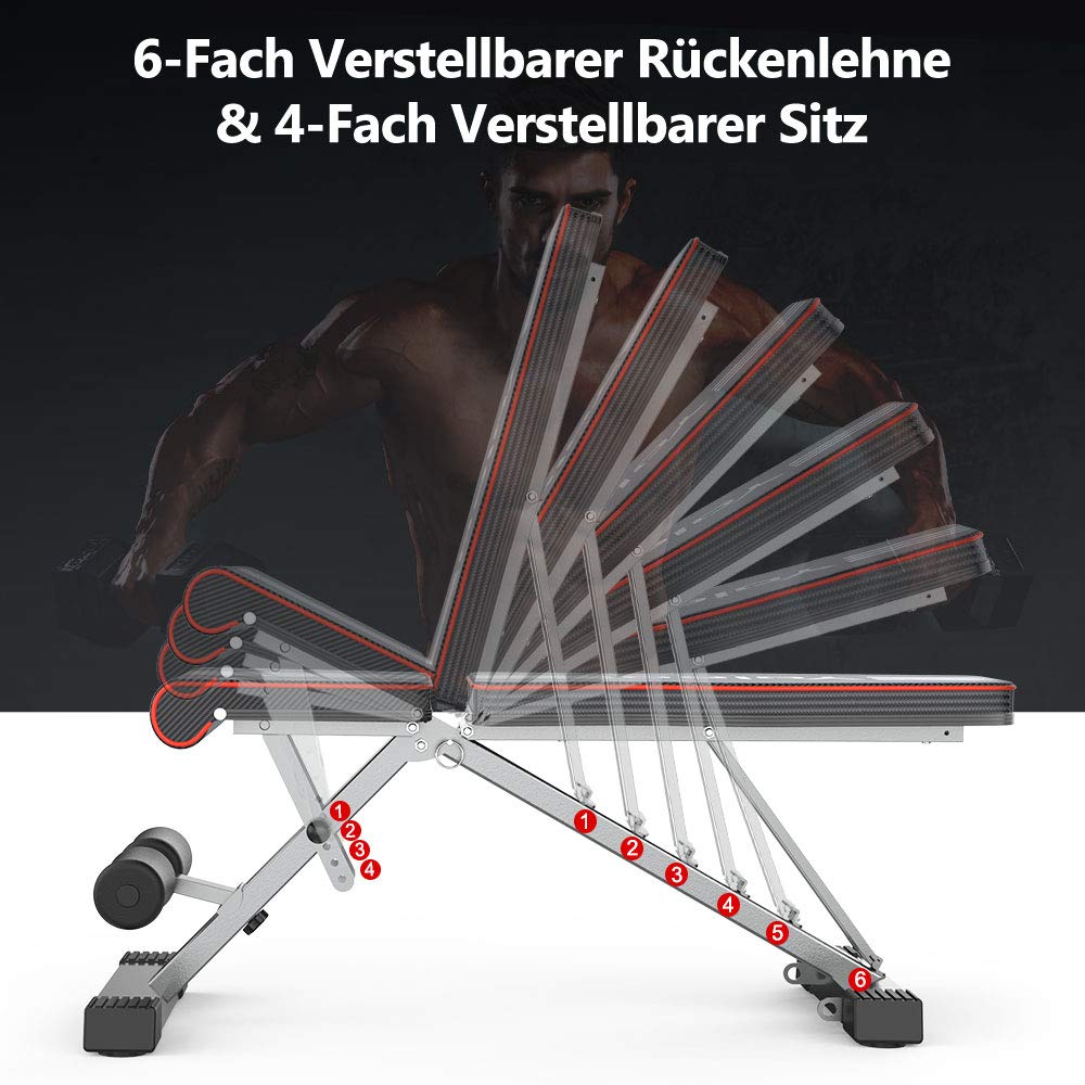 -YOLEO Adjustable Bench, Folding Gym Bench/Weight Bench Multifunction for Whole Body and Home and Gym Workout
