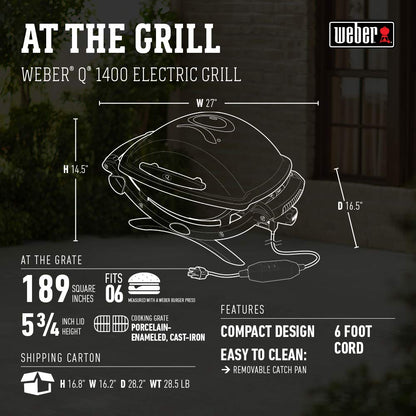 - Weber 52020001 Q1400 Electric Grill, Gray