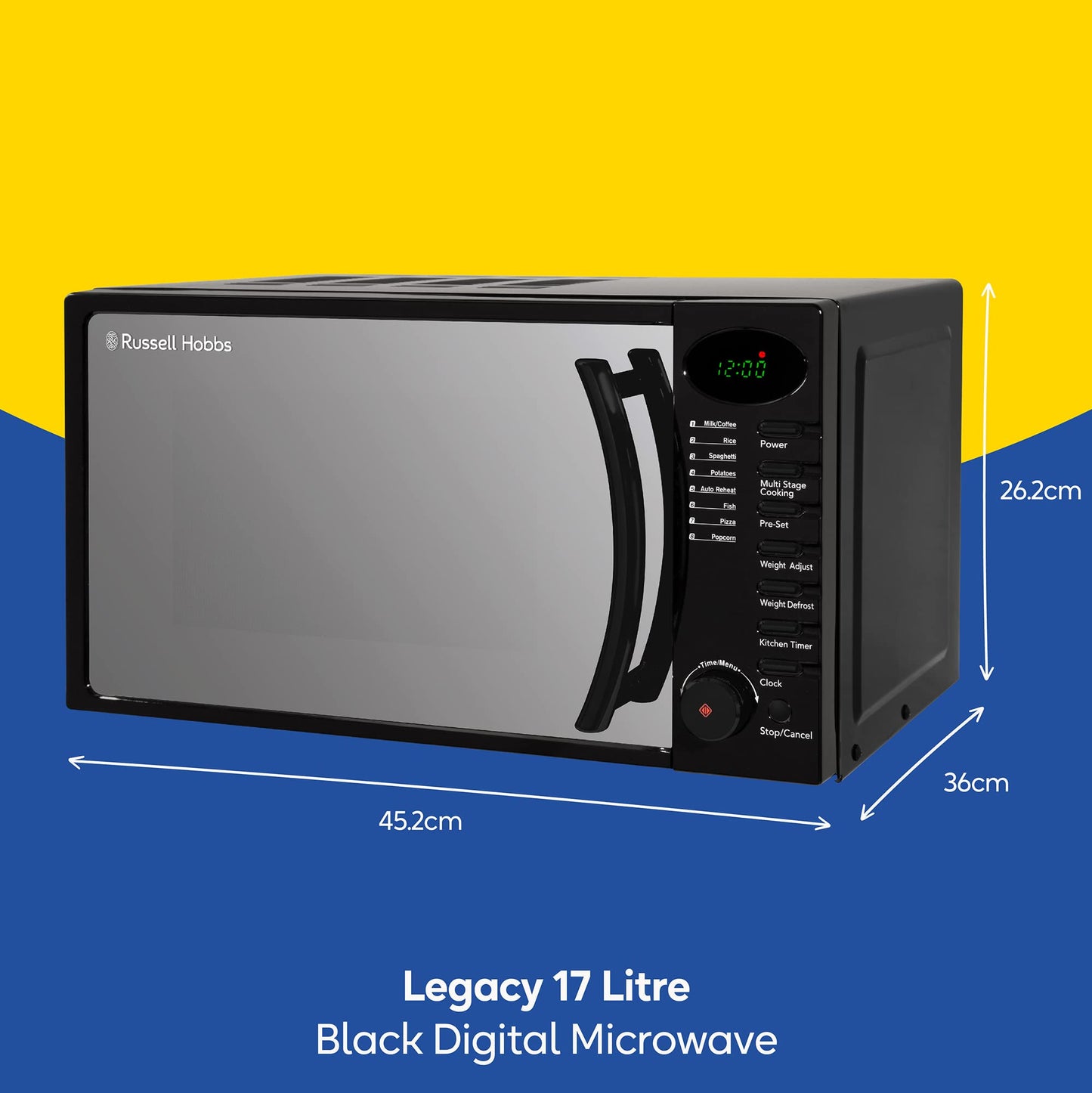 - Russell Hobbs| 17 Litre | 700 W | Black Digital Solo Microwave | 5 Power Levels -