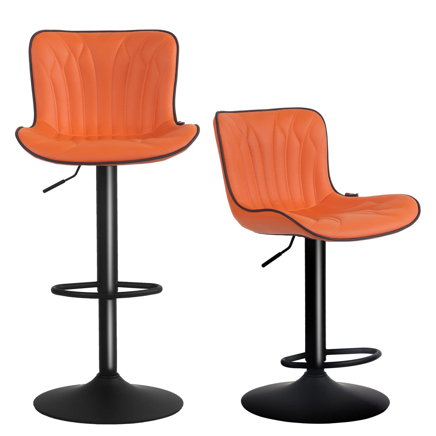 - Kidol & Shellder Bar Stools | Set of 2 | Swivel Barstools Adjustable | PU Leather Padded  | Wing Back Counter Stools -